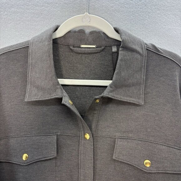 Elie Tahari Women’s X-Large Shacket Blanket Gray Snap Button Front Jacket Casual - Picture 2 of 14